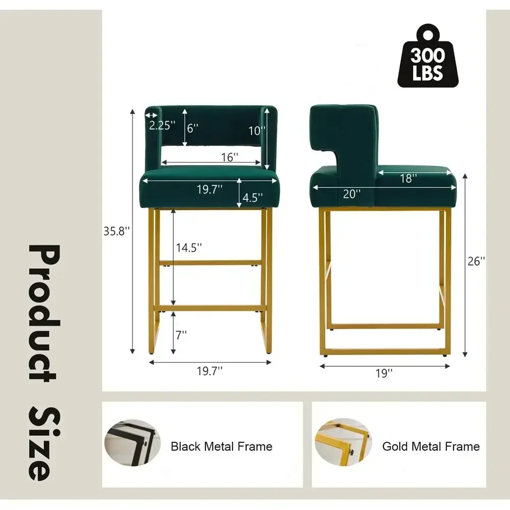 Set of 2 Green Velvet Bar Stoo - Home Bar Stools review and price