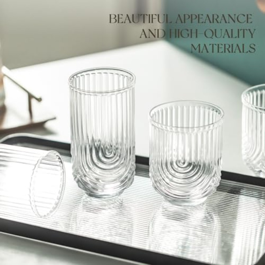 Art Deco Cocktail Glasses, Rib - Highball Glass Set review and price