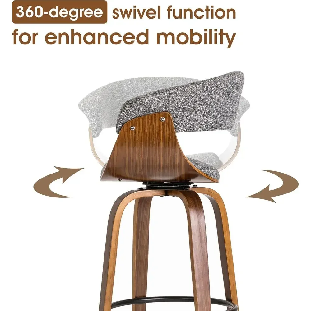 Set of 2 Gray Fabric Swivel Ba - Home Bar Stools review and price