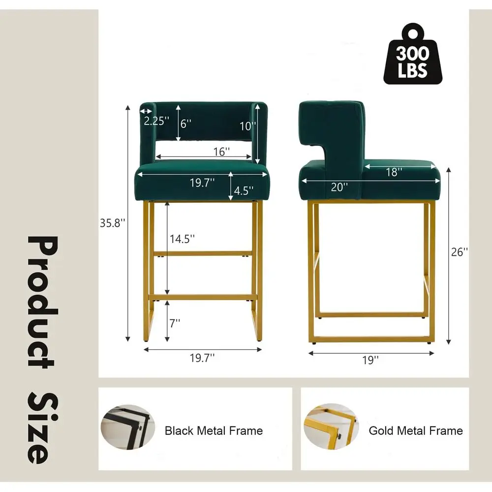 Set of 2 Green Velvet Bar Stoo - Home Bar Stools review and price