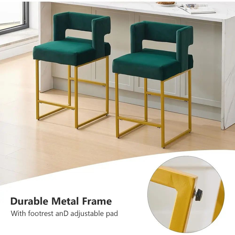 Set of 2 Green Velvet Bar Stoo - Home Bar Stools review and price