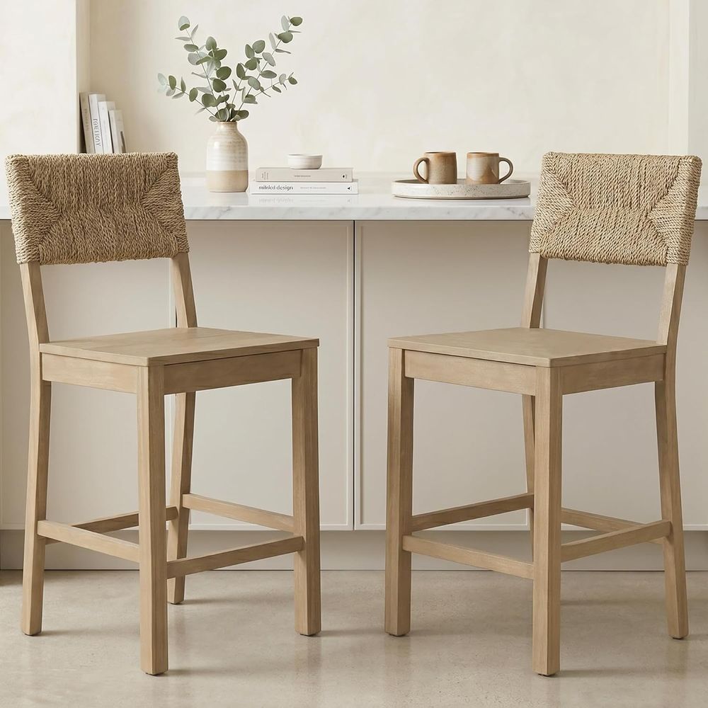 Set of 2 Natural Seagrass Back - Home Bar Stools review and price