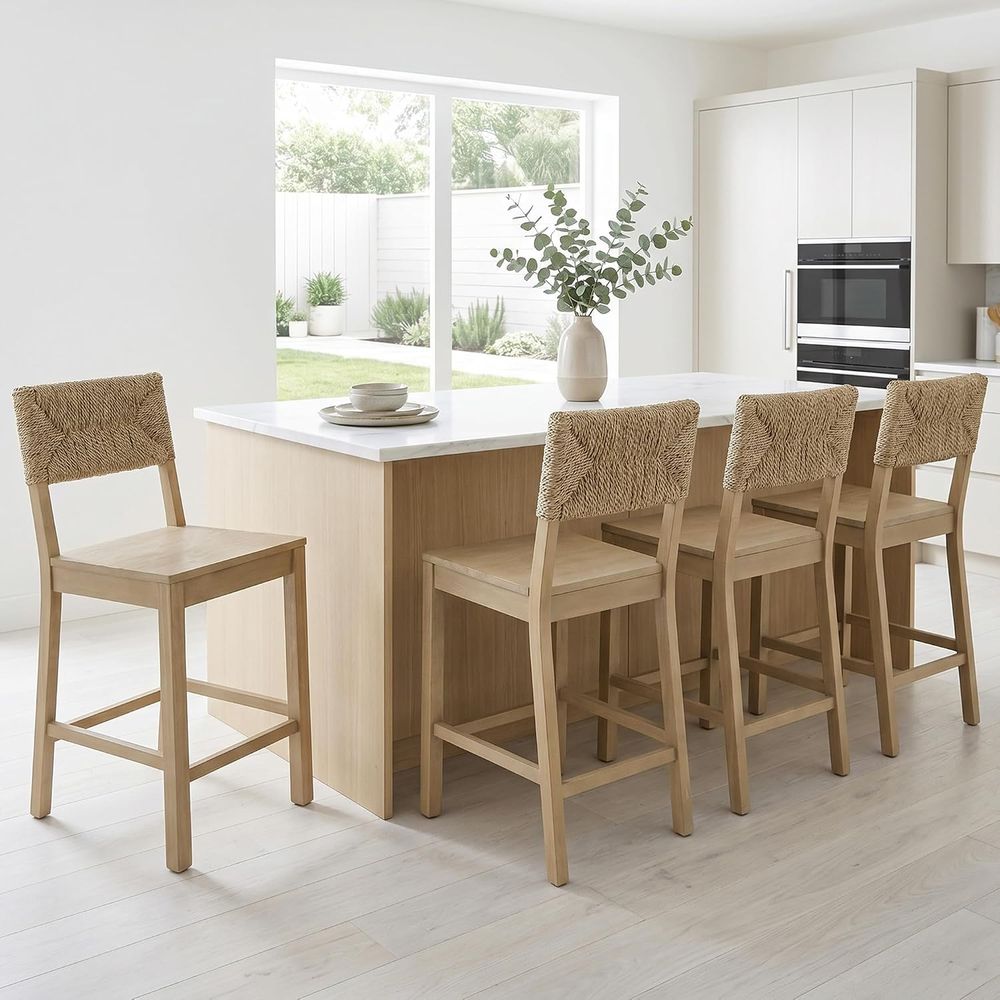 Set of 2 Natural Seagrass Back - Home Bar Stools review and price