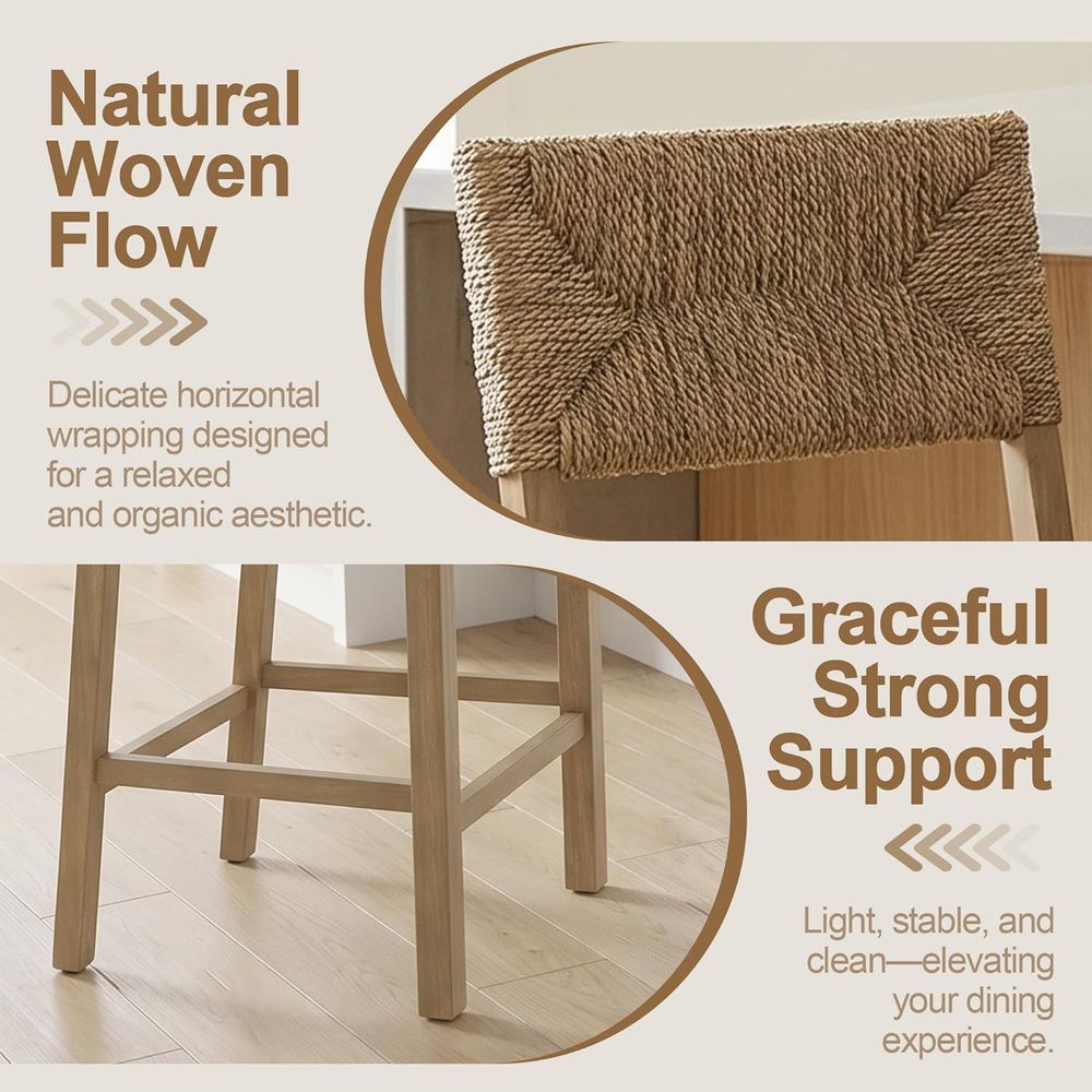 Set of 2 Natural Seagrass Back - Home Bar Stools review and price