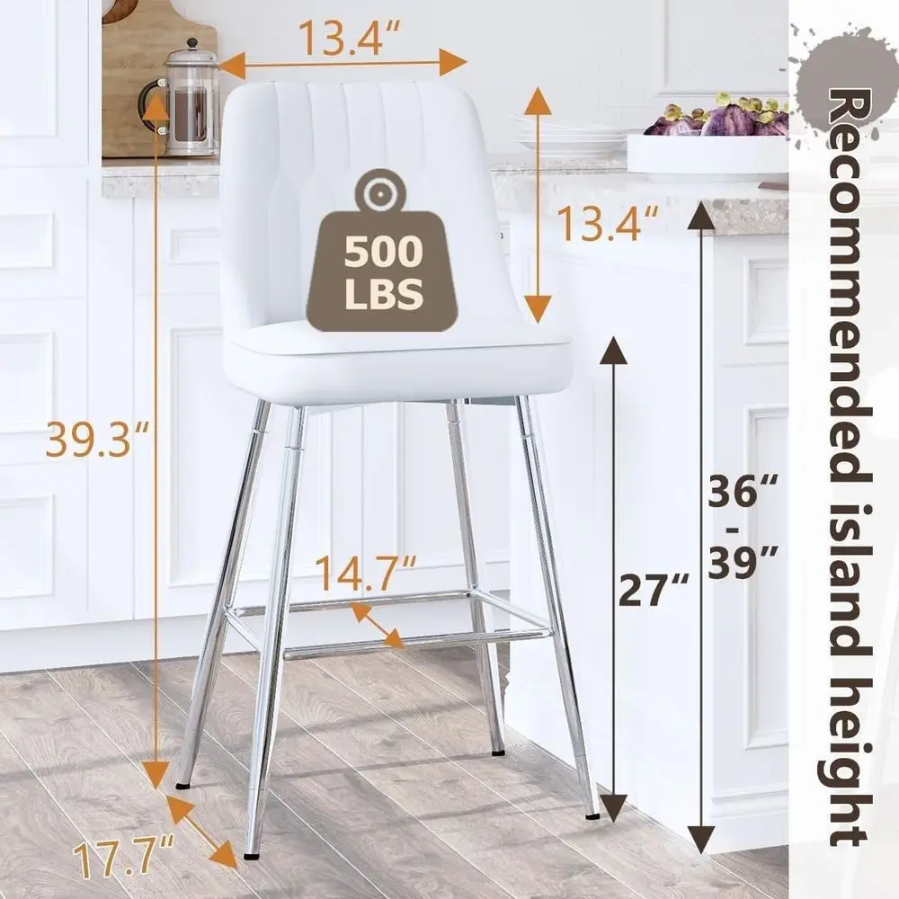 Set of 2 White Upholstered 27  - Home Bar Stools review and price